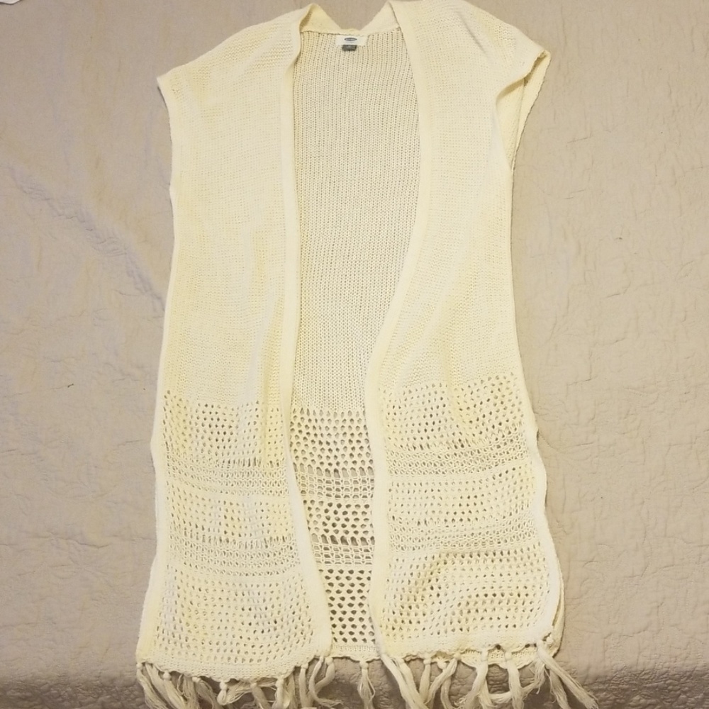 White short sleeve cardigan